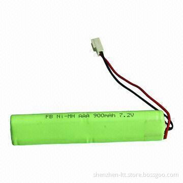 NiMH AAA x 900mAh Rechargeable Battery Pack with UL/CE/RoHS Marks, 7.2V Voltage, Long Life Cycle